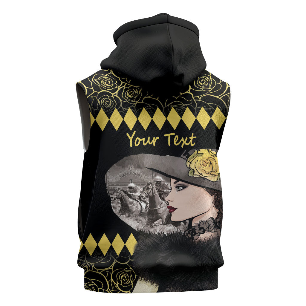 Personalised Melbourne Cup Australia Sleeveless Hoodie Gorgeous Lady Yellow Rose