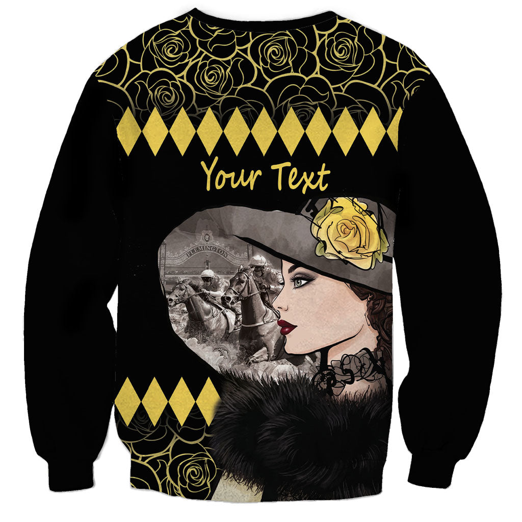 Personalised Melbourne Cup Australia Sweatshirt Gorgeous Lady Yellow Rose