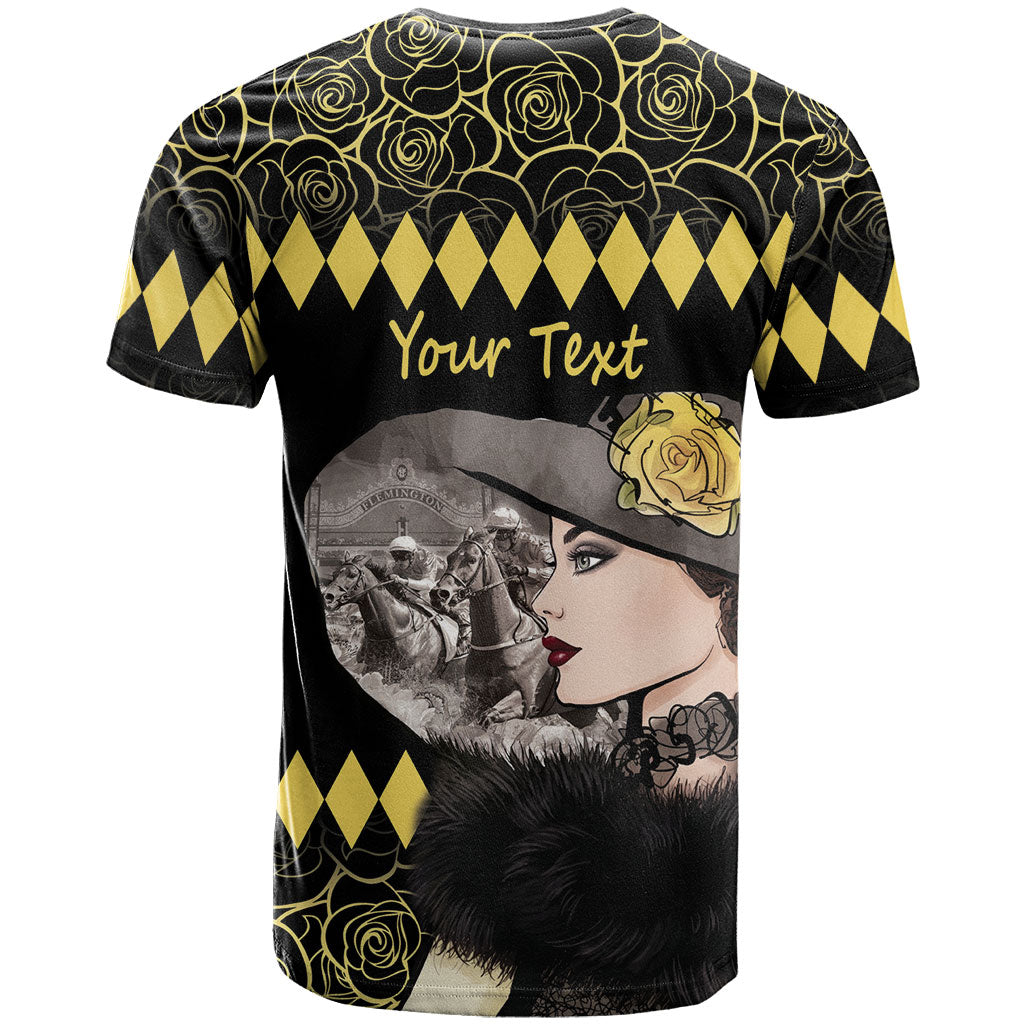 Personalised Melbourne Cup Australia T Shirt Gorgeous Lady Yellow Rose