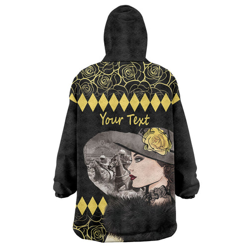 Personalised Melbourne Cup Australia Wearable Blanket Hoodie Gorgeous Lady Yellow Rose