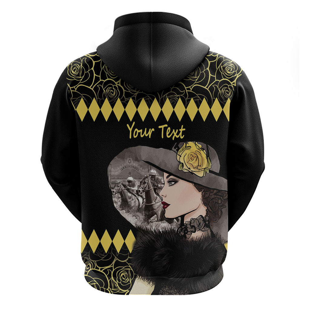 Personalised Melbourne Cup Australia Zip Hoodie Gorgeous Lady Yellow Rose