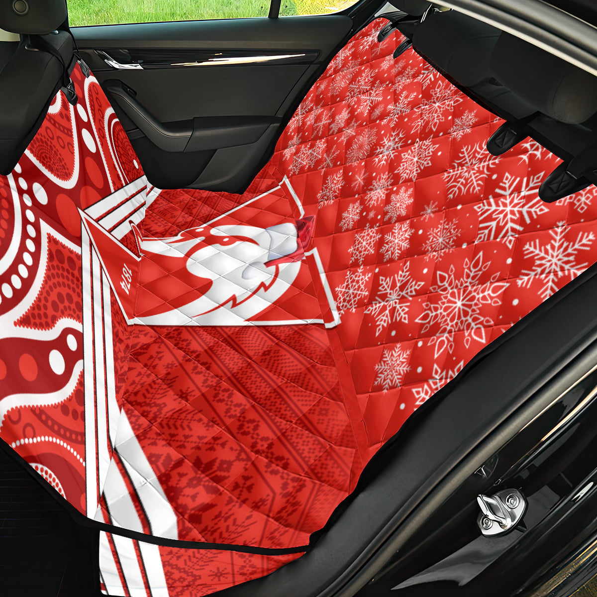 personalised-swans-football-christmas-back-car-seat-cover-merry-xmas-2023-mix-aboriginal-art