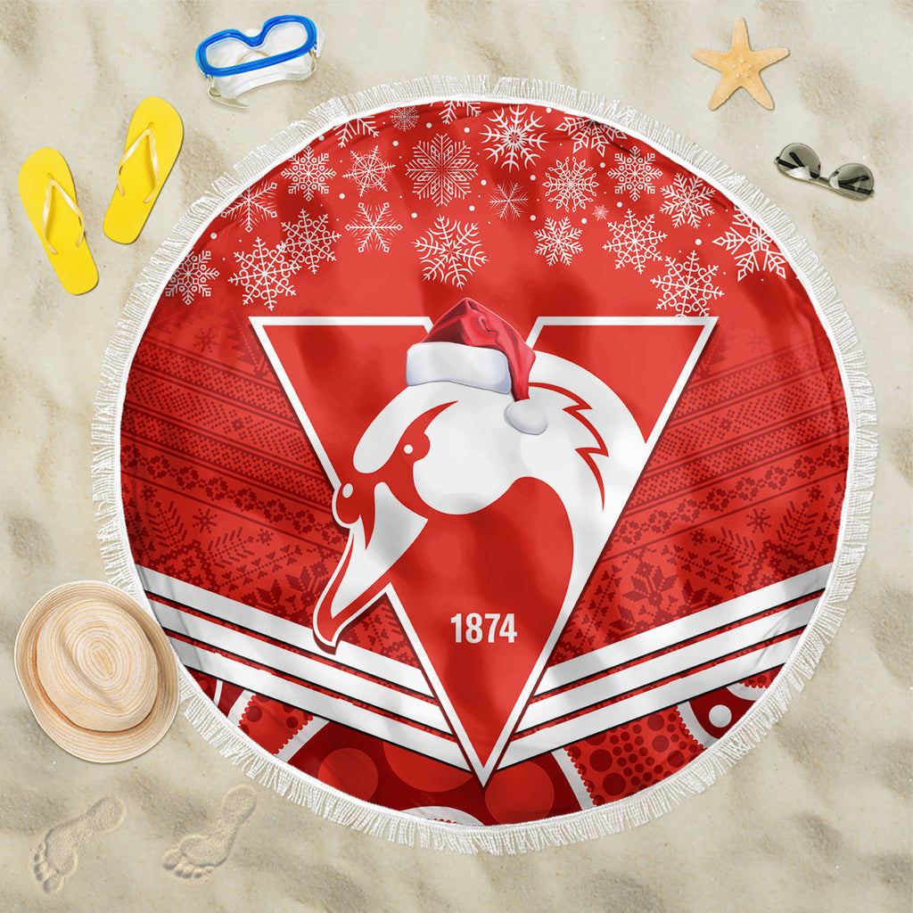 personalised-swans-football-christmas-beach-blanket-merry-xmas-2023-mix-aboriginal-art