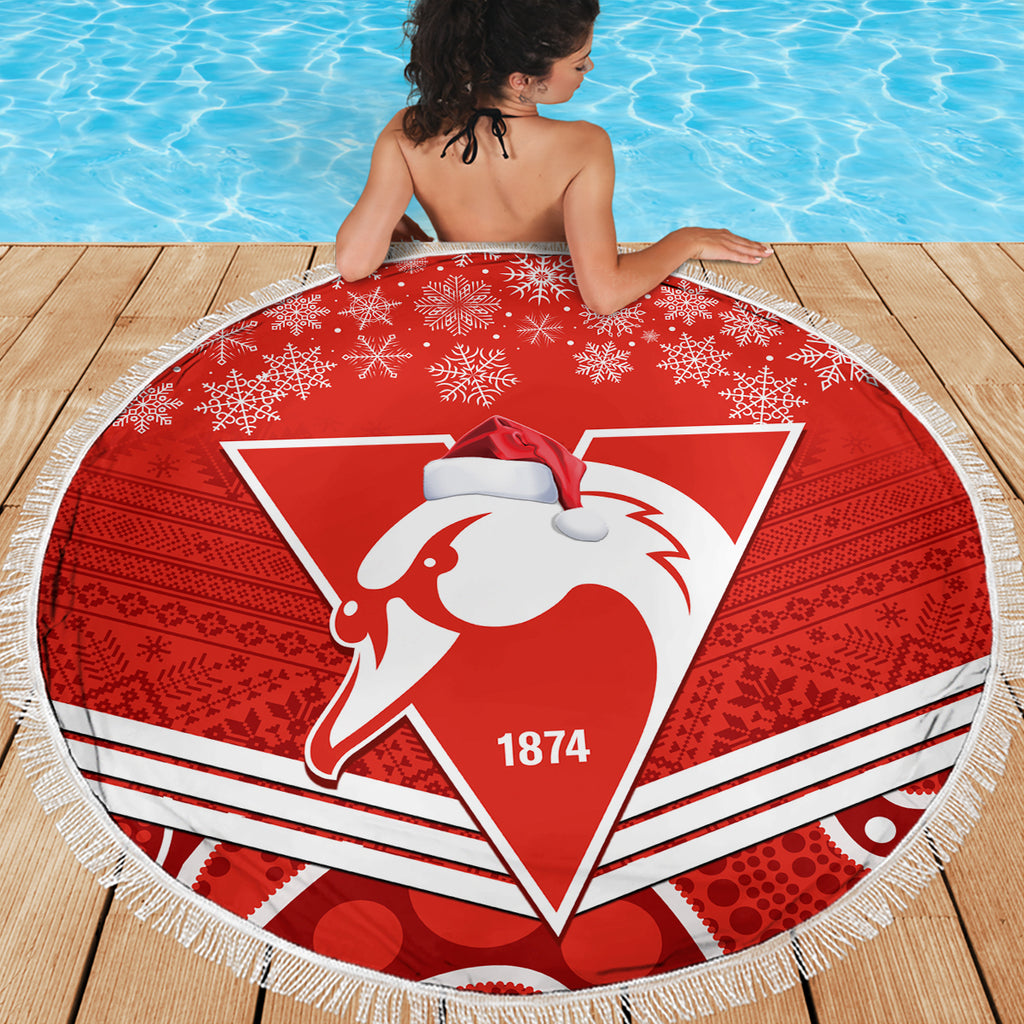 personalised-swans-football-christmas-beach-blanket-merry-xmas-2023-mix-aboriginal-art