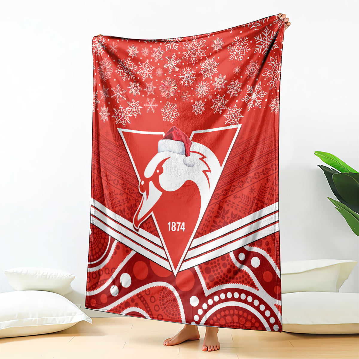 personalised-swans-football-christmas-blanket-merry-xmas-2023-mix-aboriginal-art