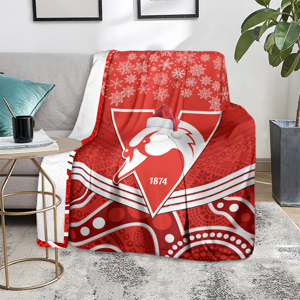 personalised-swans-football-christmas-blanket-merry-xmas-2023-mix-aboriginal-art