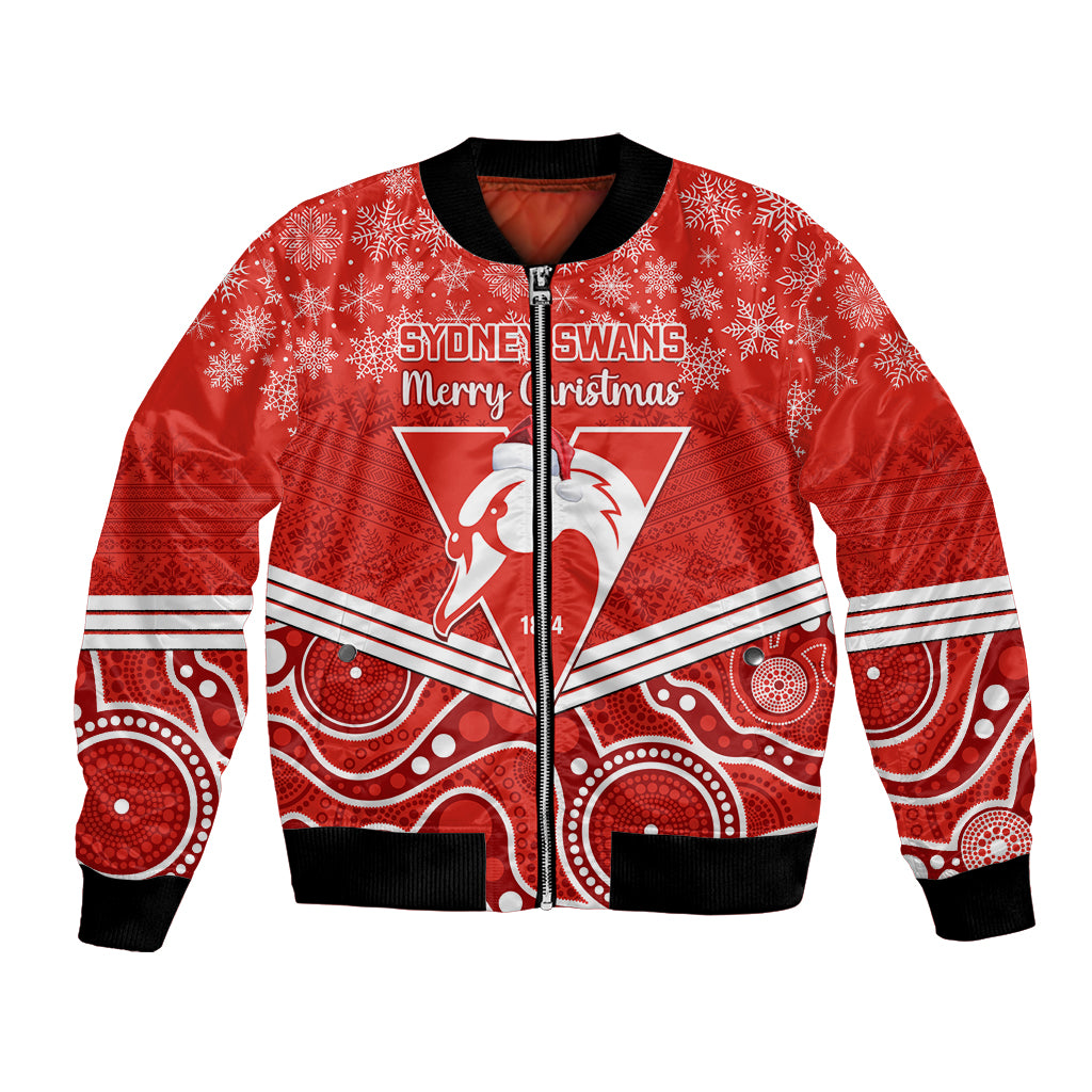personalised-swans-football-christmas-bomber-jacket-merry-xmas-2023-mix-aboriginal-art