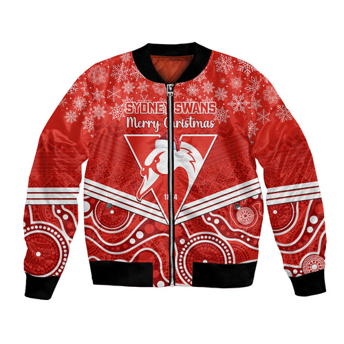 personalised-swans-football-christmas-bomber-jacket-merry-xmas-2023-mix-aboriginal-art