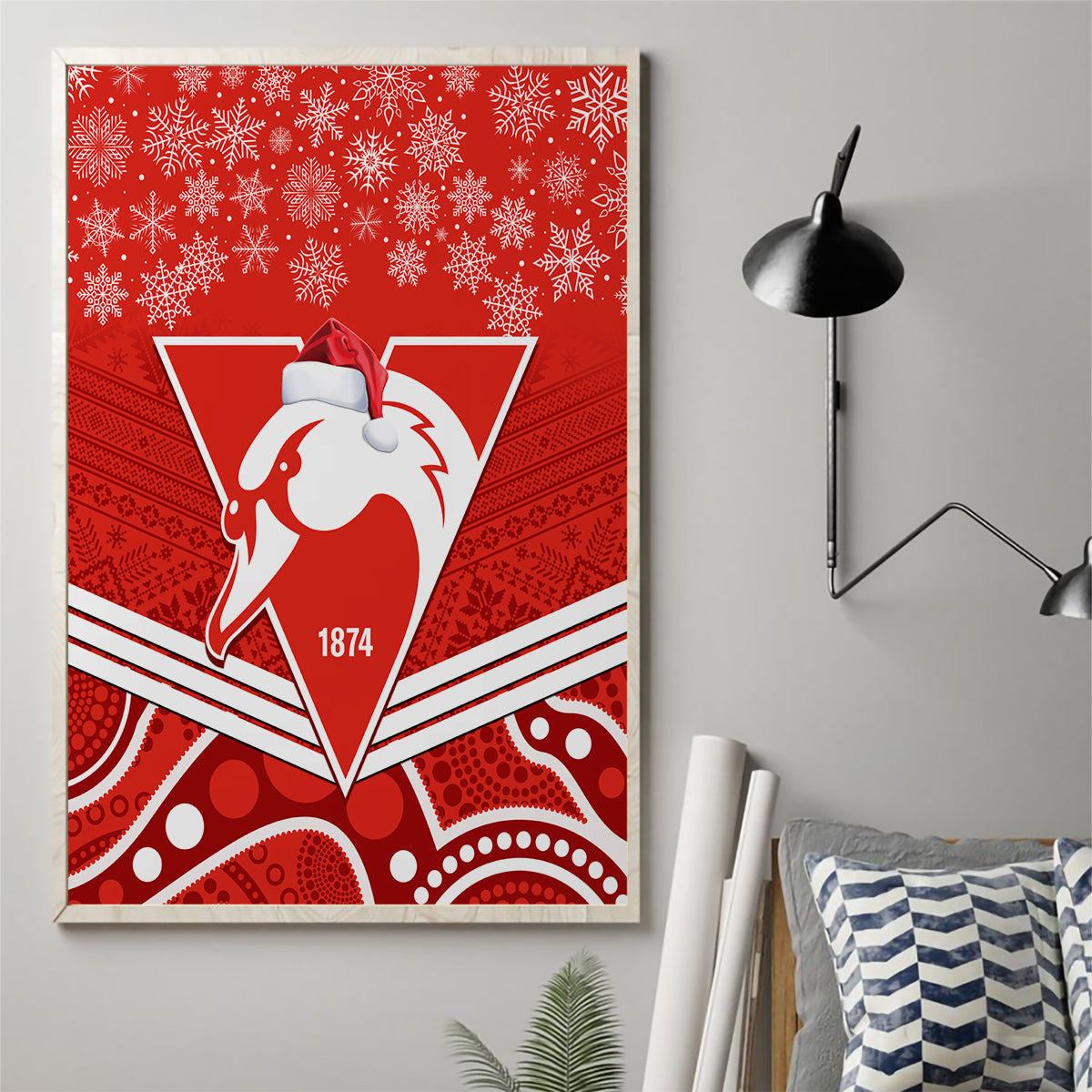 personalised-swans-football-christmas-canvas-wall-art-merry-xmas-2023-mix-aboriginal-art
