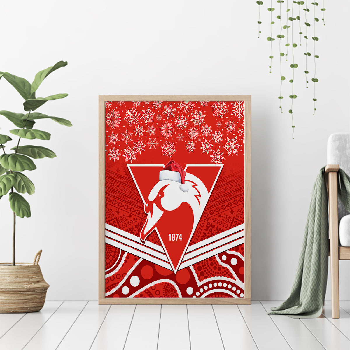 personalised-swans-football-christmas-canvas-wall-art-merry-xmas-2023-mix-aboriginal-art