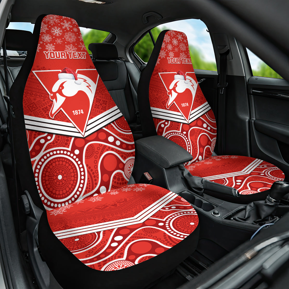 personalised-swans-football-christmas-car-seat-cover-merry-xmas-2023-mix-aboriginal-art