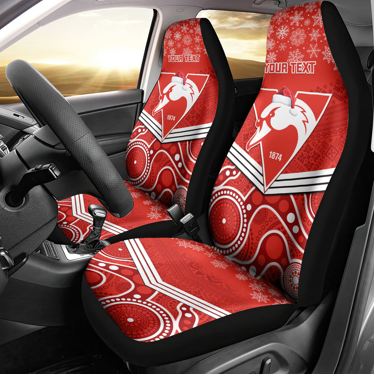 personalised-swans-football-christmas-car-seat-cover-merry-xmas-2023-mix-aboriginal-art
