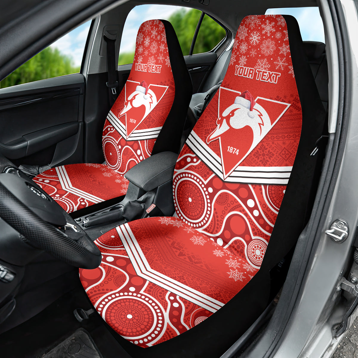 personalised-swans-football-christmas-car-seat-cover-merry-xmas-2023-mix-aboriginal-art