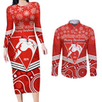 personalised-swans-football-christmas-couples-matching-long-sleeve-bodycon-dress-and-long-sleeve-button-shirt-merry-xmas-2023-mix-aboriginal-art