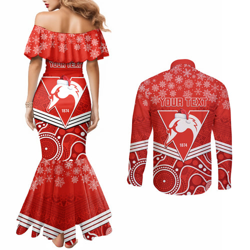 personalised-swans-football-christmas-couples-matching-mermaid-dress-and-long-sleeve-button-shirt-merry-xmas-2023-mix-aboriginal-art