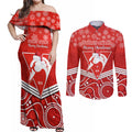 personalised-swans-football-christmas-couples-matching-off-shoulder-maxi-dress-and-long-sleeve-button-shirt-merry-xmas-2023-mix-aboriginal-art
