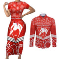 personalised-swans-football-christmas-couples-matching-short-sleeve-bodycon-dress-and-long-sleeve-button-shirt-merry-xmas-2023-mix-aboriginal-art
