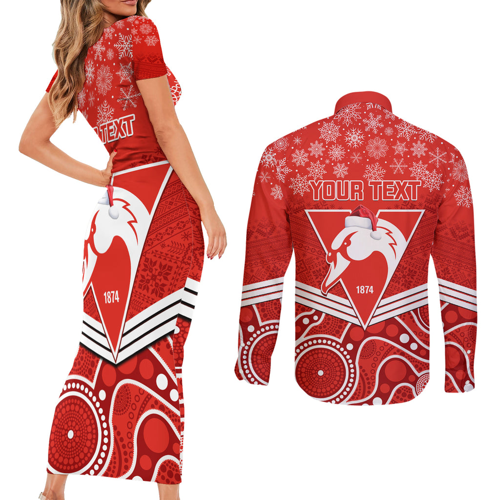 personalised-swans-football-christmas-couples-matching-short-sleeve-bodycon-dress-and-long-sleeve-button-shirt-merry-xmas-2023-mix-aboriginal-art