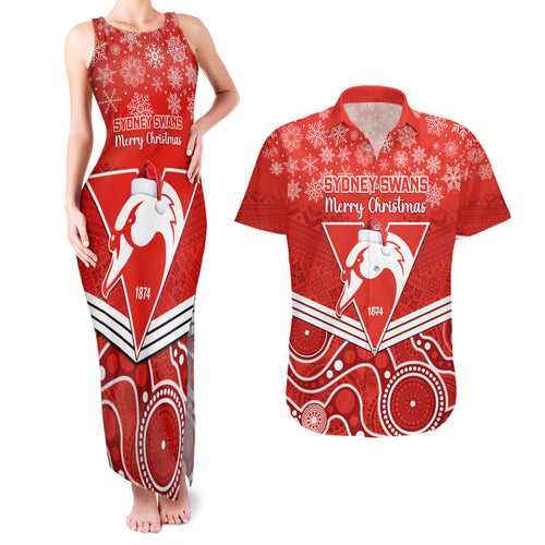 personalised-swans-football-christmas-couples-matching-tank-maxi-dress-and-hawaiian-shirt-merry-xmas-2023-mix-aboriginal-art