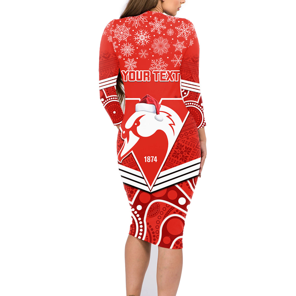 personalised-swans-football-christmas-family-matching-long-sleeve-bodycon-dress-and-hawaiian-shirt-merry-xmas-2023-mix-aboriginal-art
