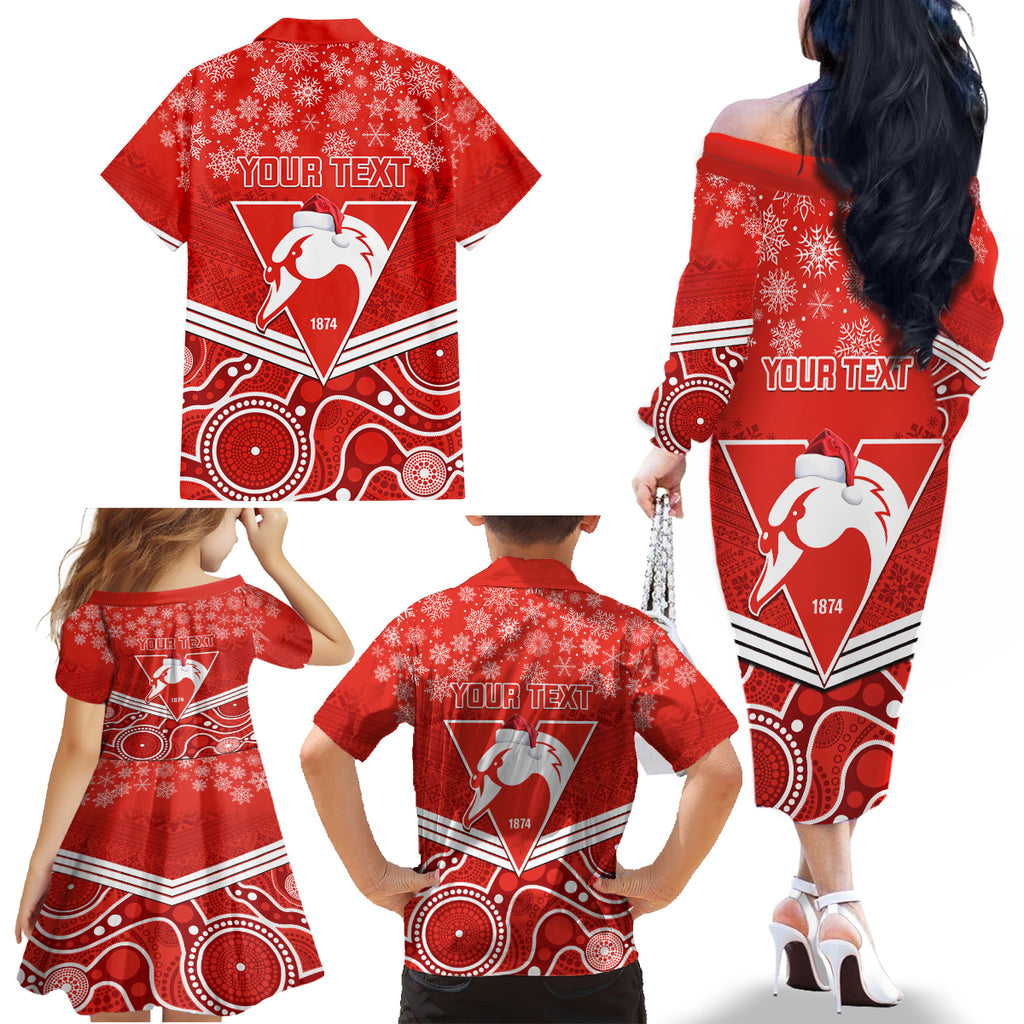 personalised-swans-football-christmas-family-matching-off-shoulder-long-sleeve-dress-and-hawaiian-shirt-merry-xmas-2023-mix-aboriginal-art