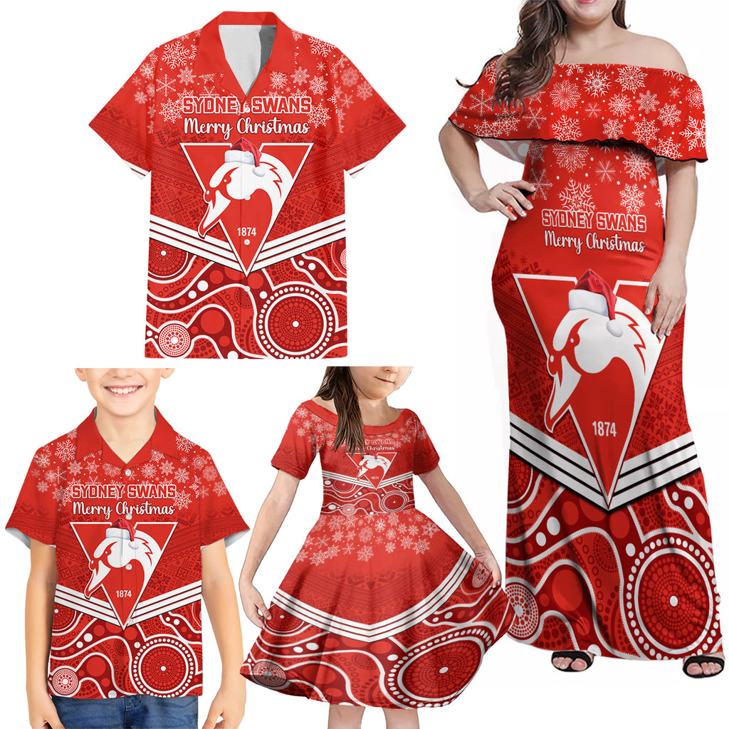 personalised-swans-football-christmas-family-matching-off-shoulder-maxi-dress-and-hawaiian-shirt-merry-xmas-2023-mix-aboriginal-art