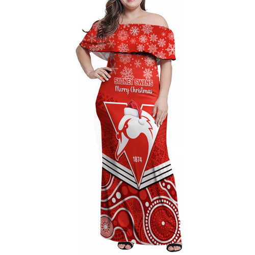 personalised-swans-football-christmas-family-matching-off-shoulder-maxi-dress-and-hawaiian-shirt-merry-xmas-2023-mix-aboriginal-art