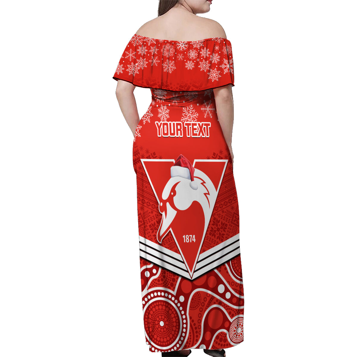 personalised-swans-football-christmas-family-matching-off-shoulder-maxi-dress-and-hawaiian-shirt-merry-xmas-2023-mix-aboriginal-art