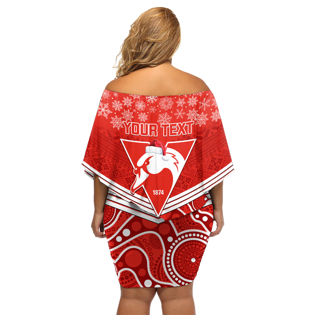 personalised-swans-football-christmas-family-matching-off-shoulder-short-dress-and-hawaiian-shirt-merry-xmas-2023-mix-aboriginal-art