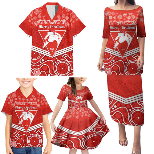 personalised-swans-football-christmas-family-matching-puletasi-dress-and-hawaiian-shirt-merry-xmas-2023-mix-aboriginal-art
