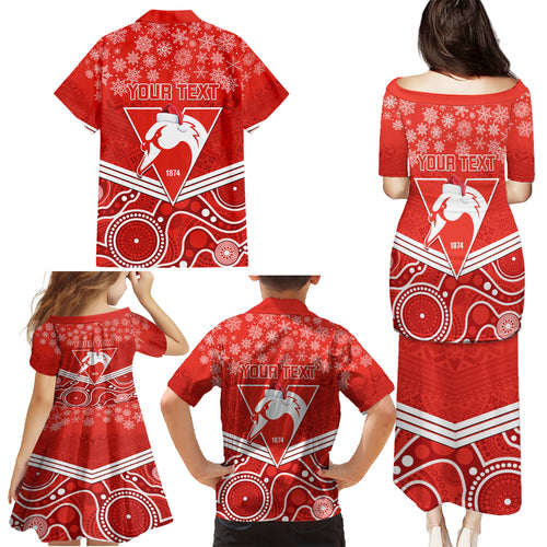 personalised-swans-football-christmas-family-matching-puletasi-dress-and-hawaiian-shirt-merry-xmas-2023-mix-aboriginal-art