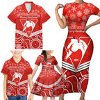 personalised-swans-football-christmas-family-matching-short-sleeve-bodycon-dress-and-hawaiian-shirt-merry-xmas-2023-mix-aboriginal-art