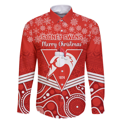 personalised-swans-football-christmas-family-matching-short-sleeve-bodycon-dress-and-hawaiian-shirt-merry-xmas-2023-mix-aboriginal-art