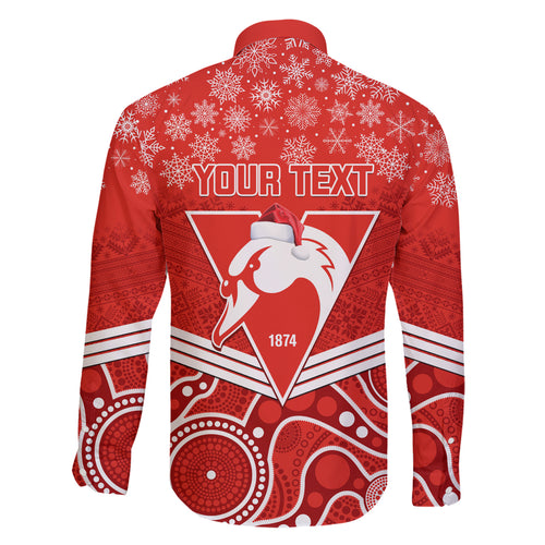personalised-swans-football-christmas-family-matching-short-sleeve-bodycon-dress-and-hawaiian-shirt-merry-xmas-2023-mix-aboriginal-art
