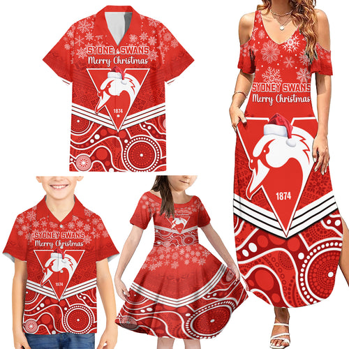 personalised-swans-football-christmas-family-matching-summer-maxi-dress-and-hawaiian-shirt-merry-xmas-2023-mix-aboriginal-art