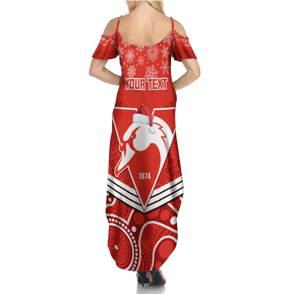 personalised-swans-football-christmas-family-matching-summer-maxi-dress-and-hawaiian-shirt-merry-xmas-2023-mix-aboriginal-art