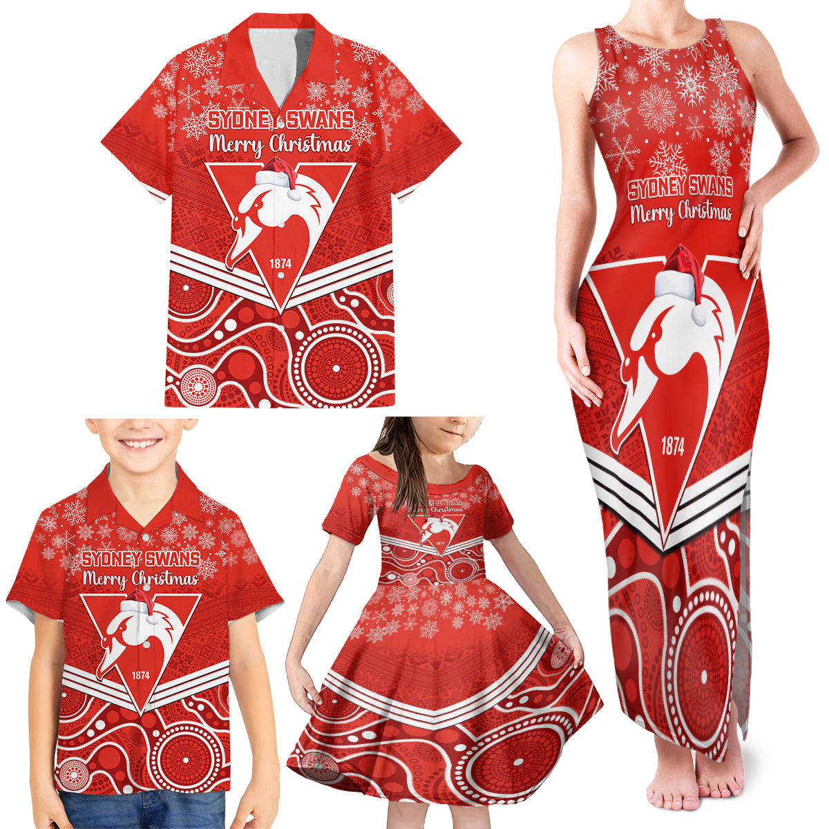 personalised-swans-football-christmas-family-matching-tank-maxi-dress-and-hawaiian-shirt-merry-xmas-2023-mix-aboriginal-art