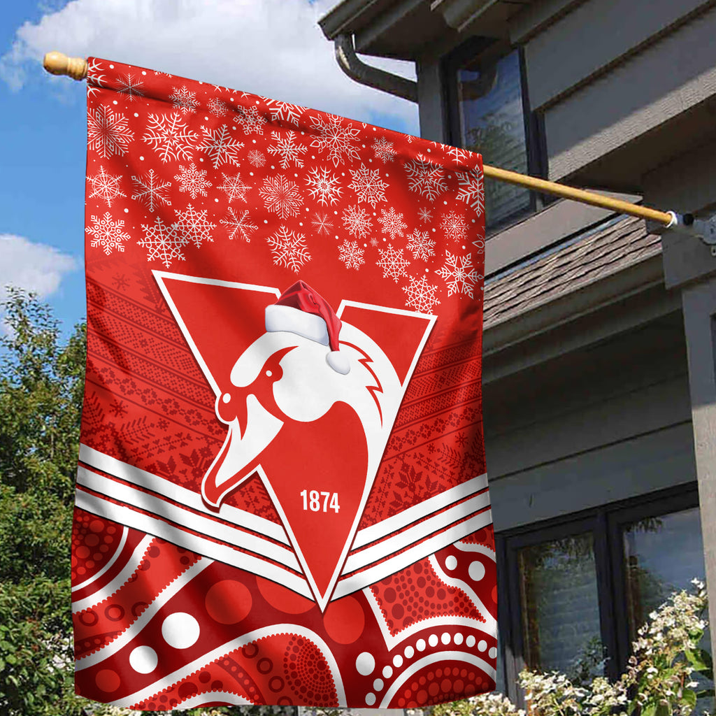 personalised-swans-football-christmas-garden-flag-merry-xmas-2023-mix-aboriginal-art