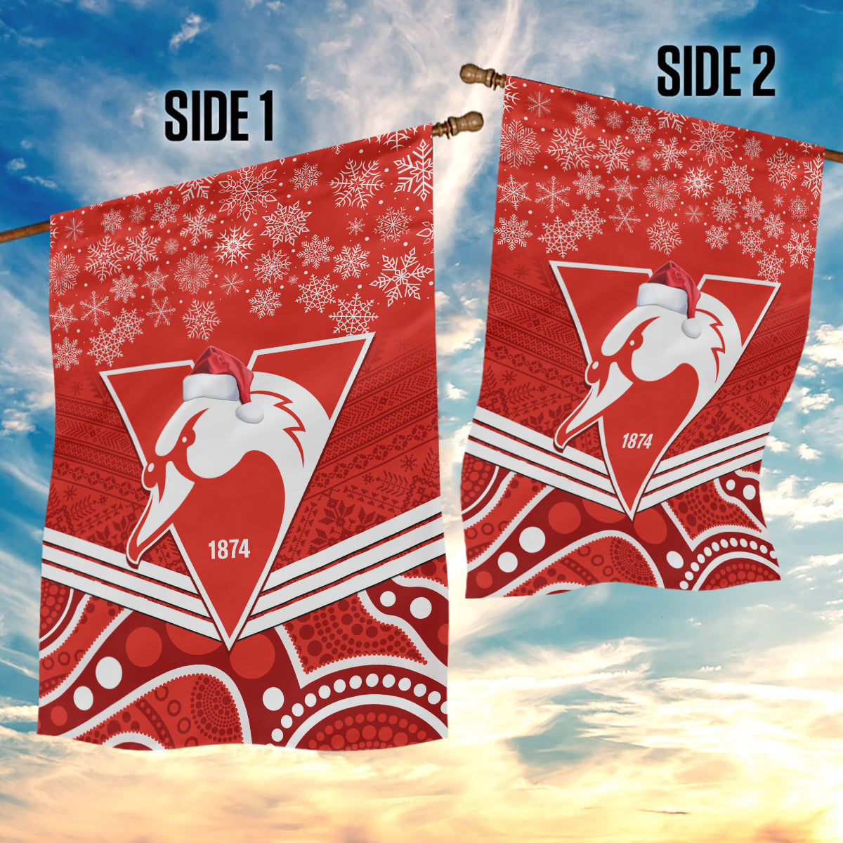 personalised-swans-football-christmas-garden-flag-merry-xmas-2023-mix-aboriginal-art