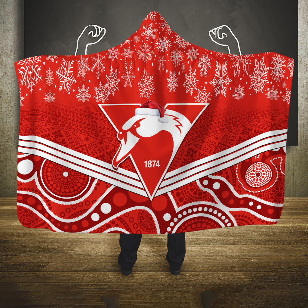 personalised-swans-football-christmas-hooded-blanket-merry-xmas-2023-mix-aboriginal-art