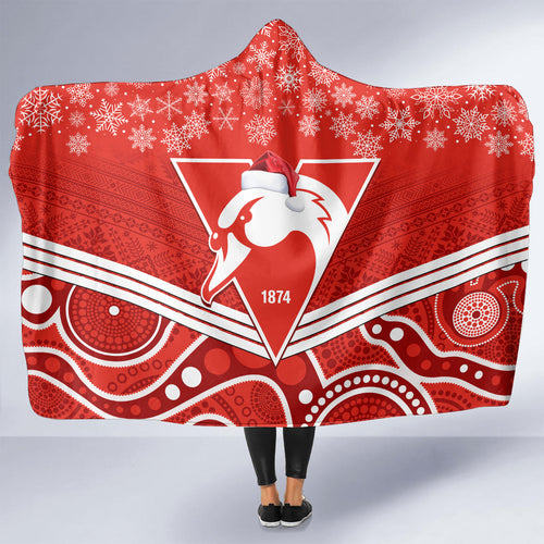 personalised-swans-football-christmas-hooded-blanket-merry-xmas-2023-mix-aboriginal-art