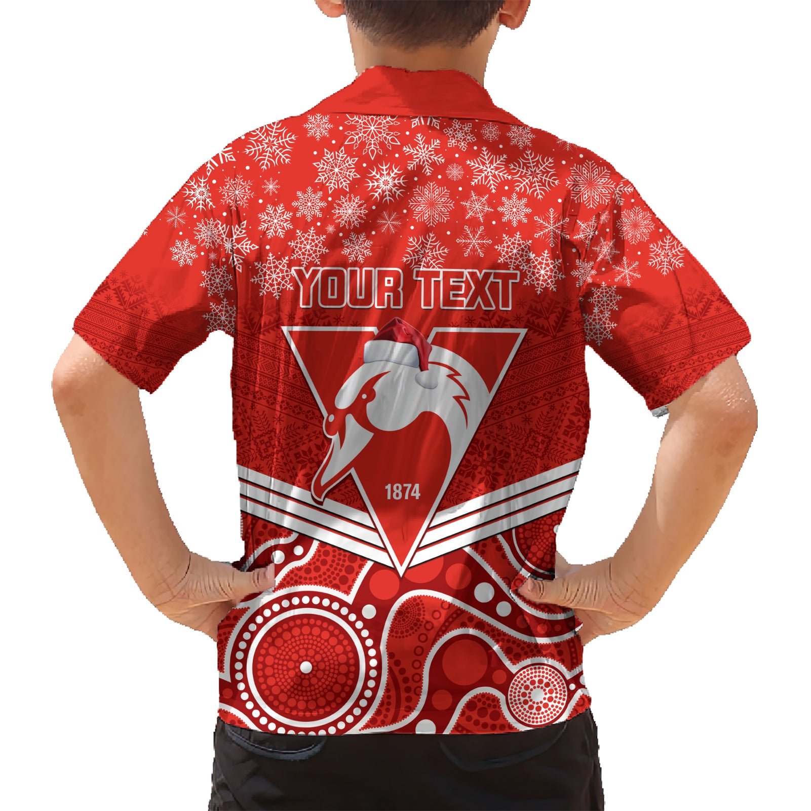 personalised-swans-football-christmas-kid-hawaiian-shirt-merry-xmas-2023-mix-aboriginal-art