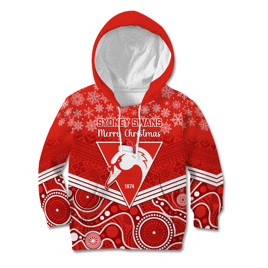personalised-swans-football-christmas-kid-hoodie-merry-xmas-2023-mix-aboriginal-art