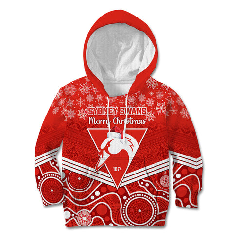personalised-swans-football-christmas-kid-hoodie-merry-xmas-2023-mix-aboriginal-art