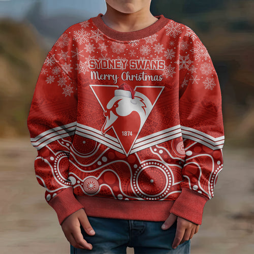 personalised-swans-football-christmas-kid-ugly-christmas-sweater-merry-xmas-2023-mix-aboriginal-art