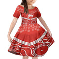 personalised-swans-football-christmas-kid-short-sleeve-dress-merry-xmas-2023-mix-aboriginal-art