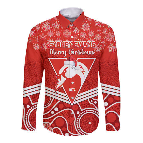 personalised-swans-football-christmas-long-sleeve-button-shirt-merry-xmas-2023-mix-aboriginal-art