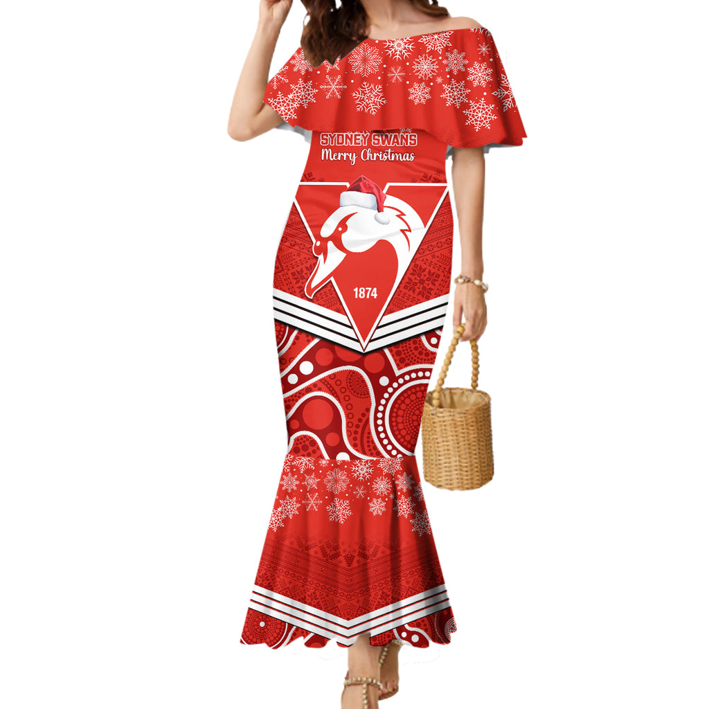 personalised-swans-football-christmas-mermaid-dress-merry-xmas-2023-mix-aboriginal-art