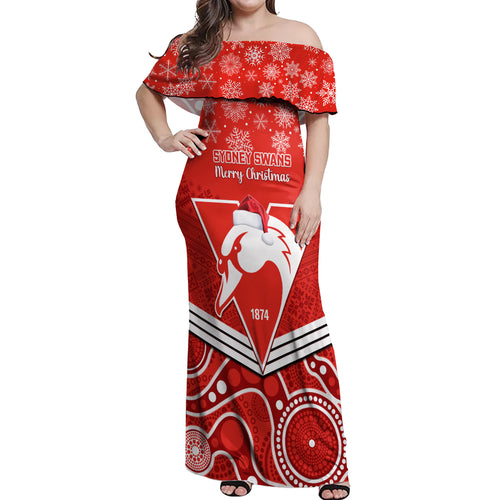 personalised-swans-football-christmas-off-shoulder-maxi-dress-merry-xmas-2023-mix-aboriginal-art