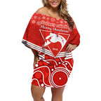 personalised-swans-football-christmas-off-shoulder-short-dress-merry-xmas-2023-mix-aboriginal-art